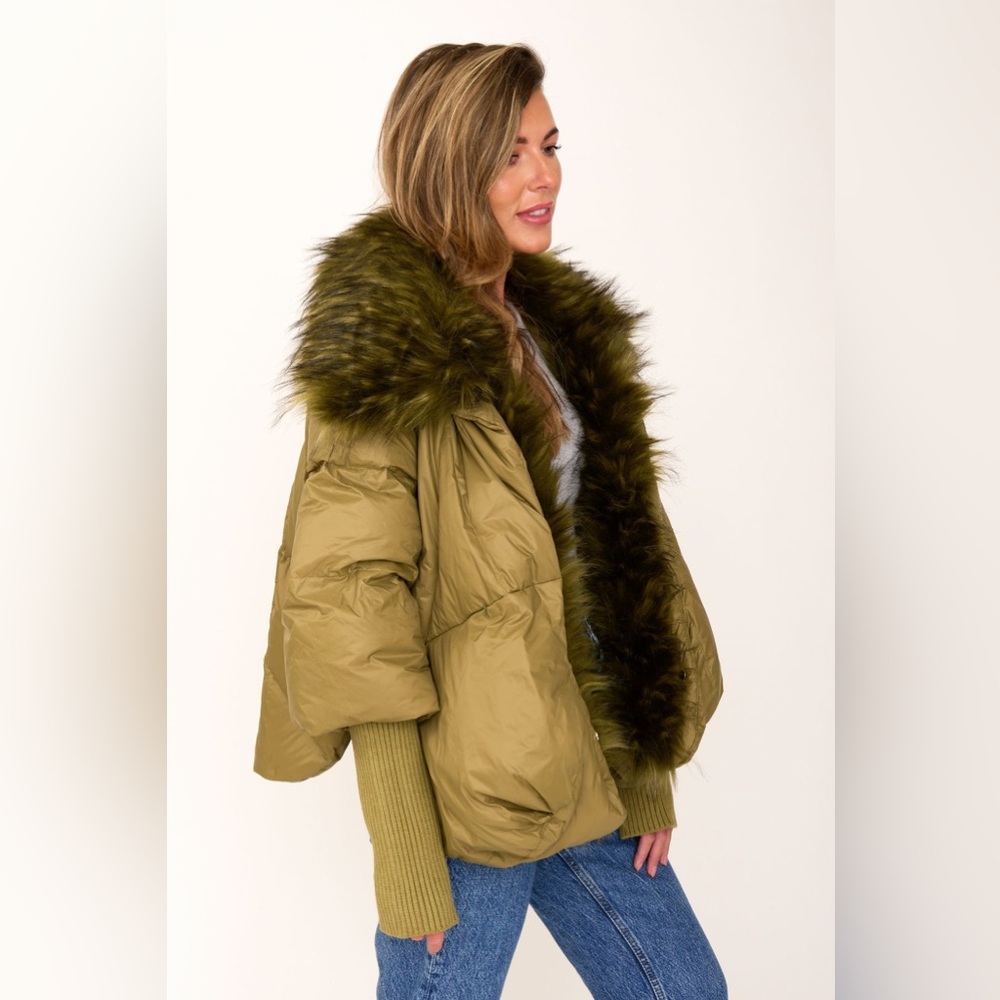 POPSKI Goose Dawn Women's Removable Faux Fur Puffer Jacket